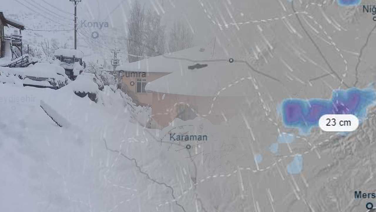 Konya'da bazı ilçelerde kar örtüsü 23 santimetreyi buldu