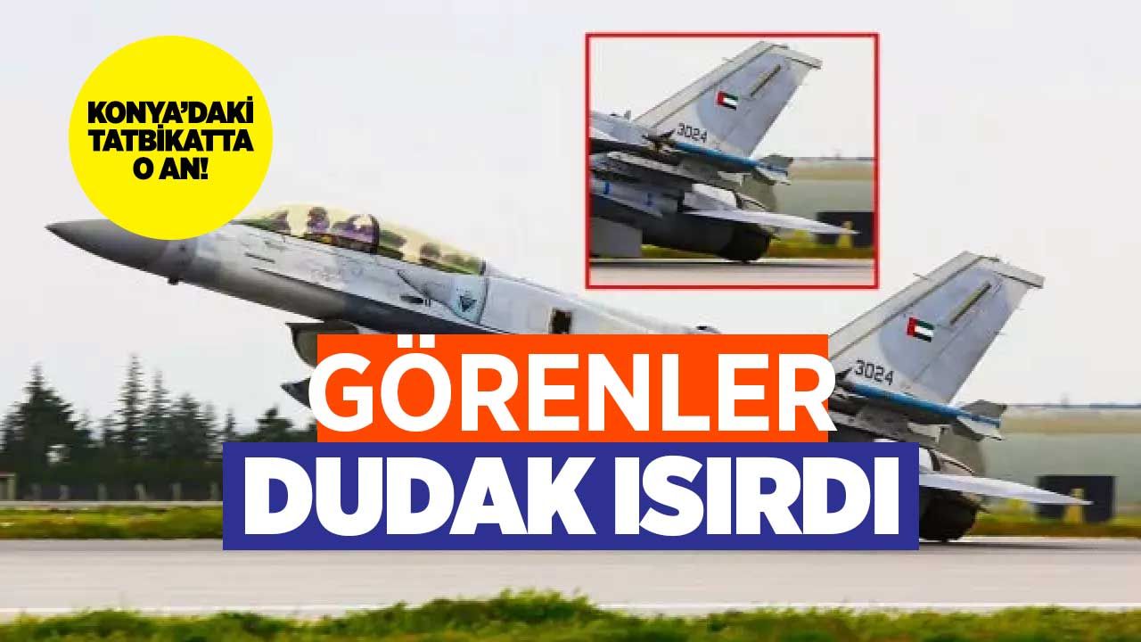 Konya'da F-16'nın kuyruğundan kıvılcımlar çıktı