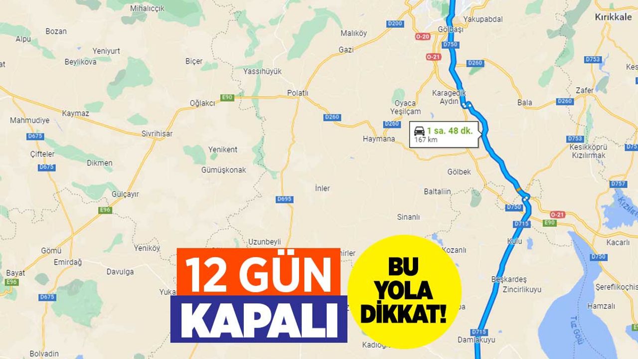 Konya - Ankara karayolu 25-30. kilometre arası 12 gün tek şeritten ilerleyecek