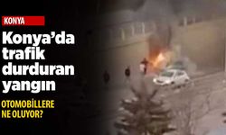 Konya'da trafiği durduran yangın