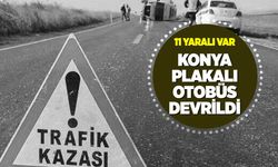 Konya plakalı yolcu otobüsü devrildi: 11 yaralı var