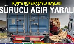 Konya'da aynı yönde ilerleyen tırlar çarpıştı