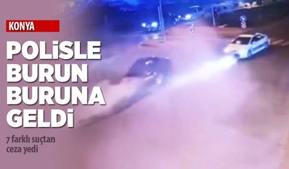 Konya’da alkollü sürücü drift atarken polisle burun buruna geldi