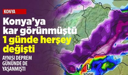 Deprem günü gibi oldu! Konya'ya doğru gelen kar yönünü değiştirdi