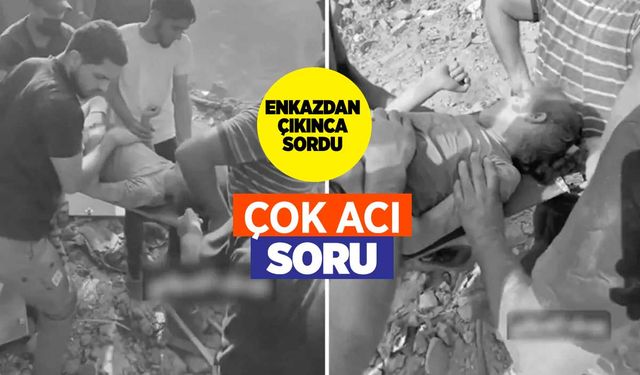 Gazze'de küçük kız enkazdan çıkarılınca öldüğünü zannedip ağladı