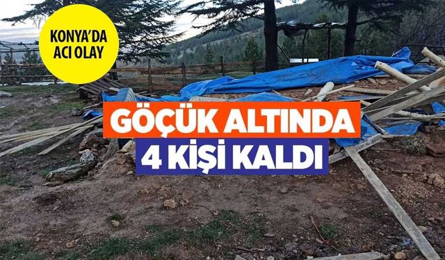 Göçük atında 4 kişi kaldı