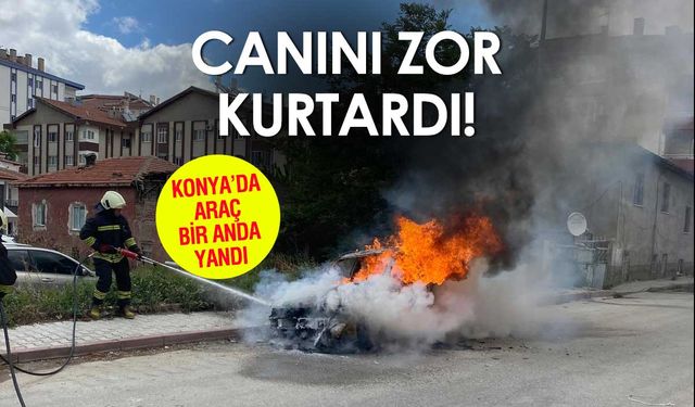 Ereğli'de Araç Yangını: Canını Zor Kurtardı