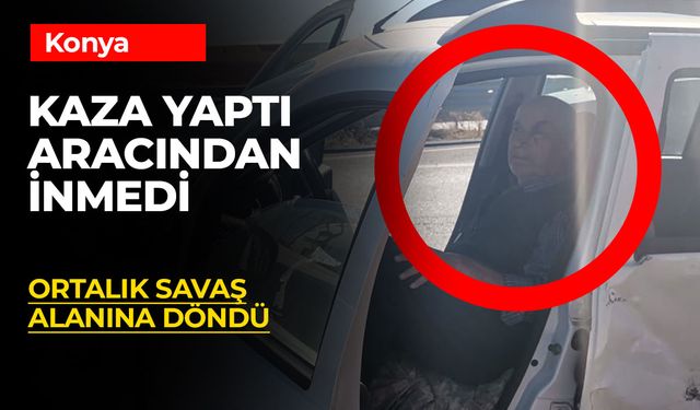 Kazaya karışan araç içinde böyle bekledi