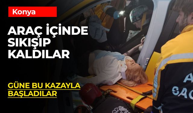 Kaza Sonrası Araç İçinde Sıkışıp Kaldılar