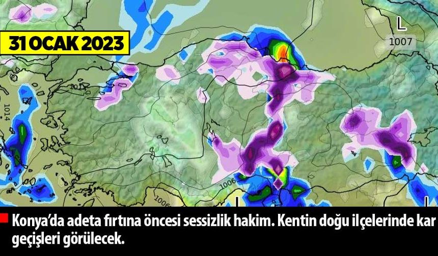 Konya'da adeta fırtına öncesi sessizlik hakim. Kentin doğu ilçelerinde kar geçişleri görülecek.