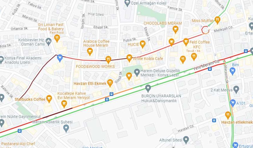 Meram Yeniyol'un arka sokağı üzerindeki mekanlar tıklım tıklım doluyor. Armağan Mahallesi'ndeki yoğunluk oldukça dikkat çekici.