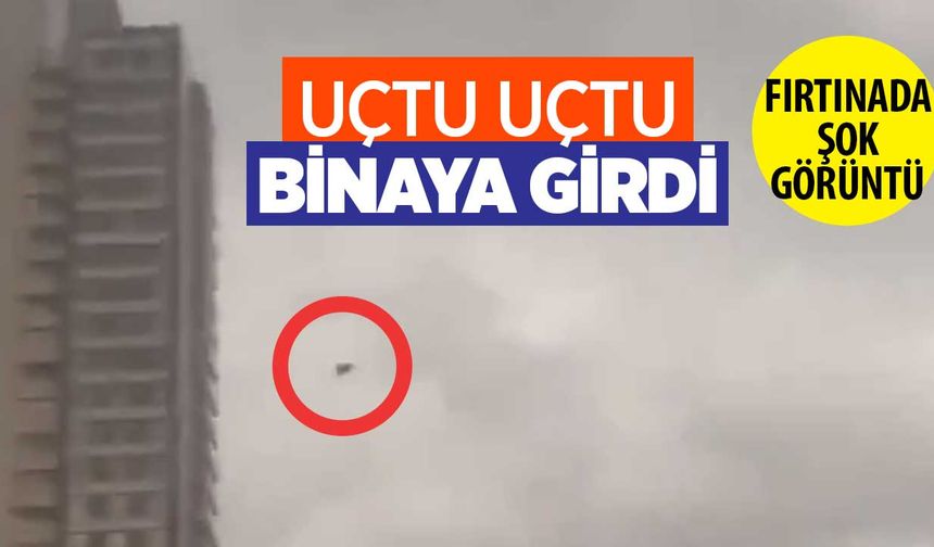 Ankara'da şok görüntü: Kanepe uçtu uçtu binaya girdi