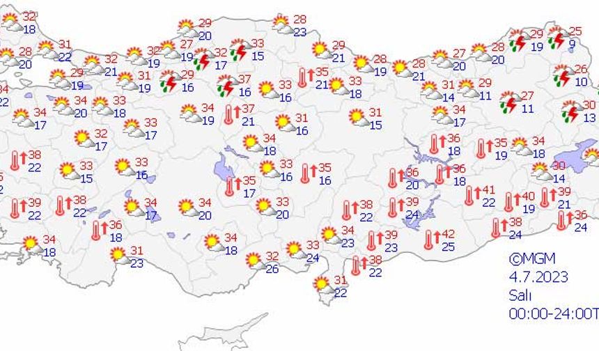 Salı günü de havanın çok sıcak olacağı bildirildi.