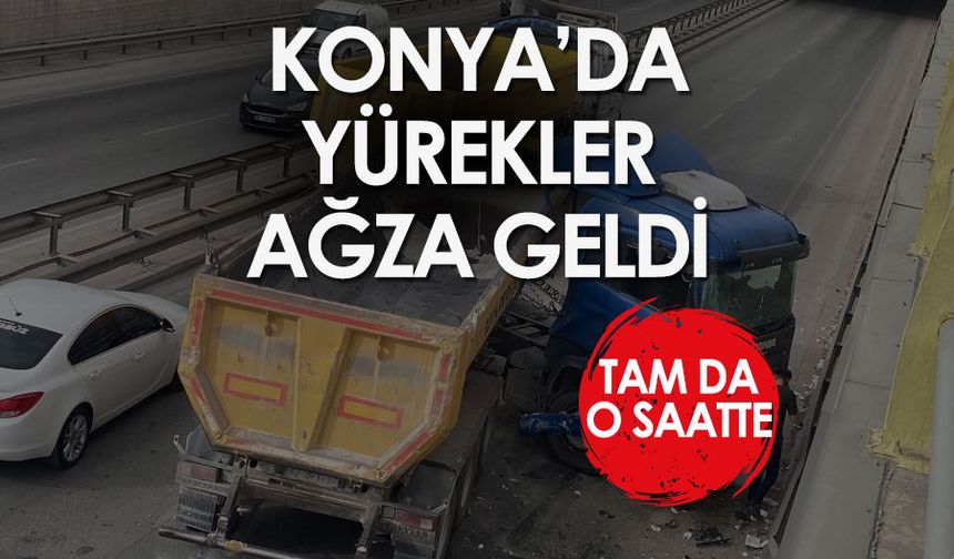 Konya'da Altgeçidi Trafiğe Kapatan Kaza! Yürekler Ağza Geldi