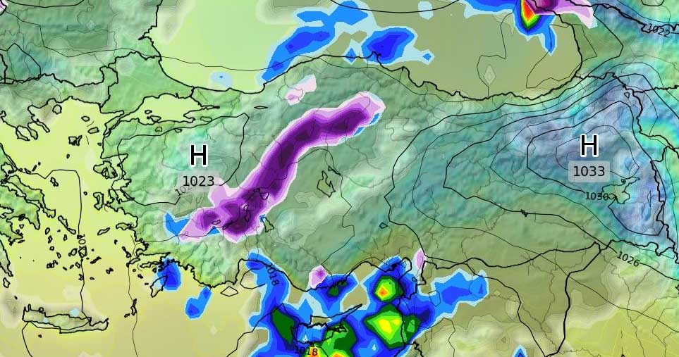 3 Şubat tarihinde kar yağışı Konya'nın batısında etkili olacak. İç kesimlerde yağış görünmüyor.