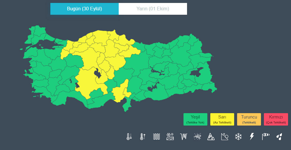 Konyaya Sari Uyari 30 Eylül 2024