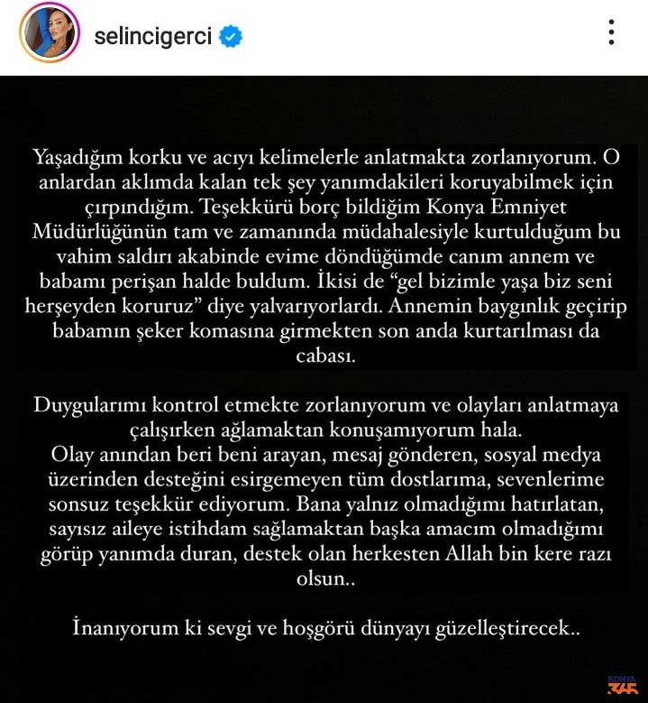 Selin Cigerci Konya Sonrasi