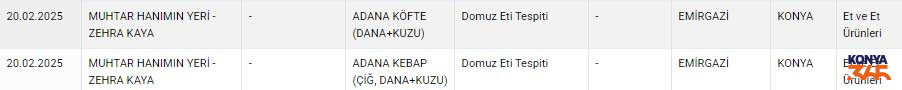 Konya Domuz Eti Bulundu