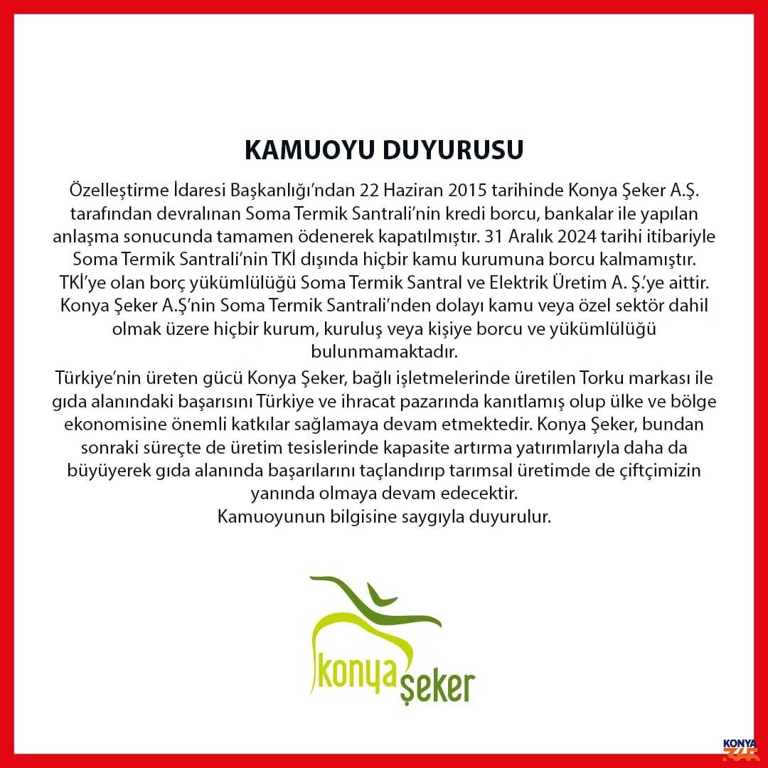 Konya Seker Aciklama