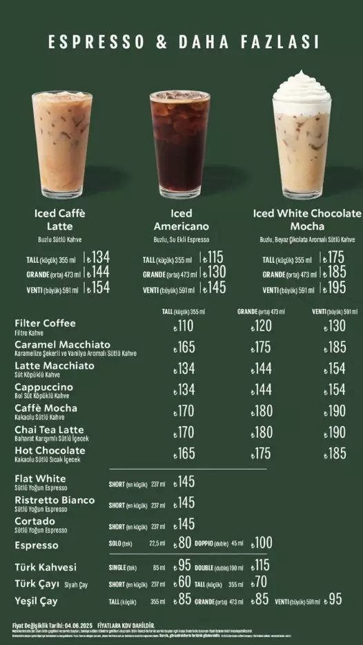 Starbucks Fiyatlari