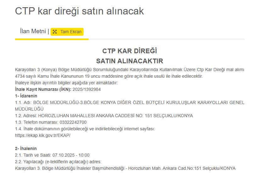 Kar Diregi Satin Alinacak