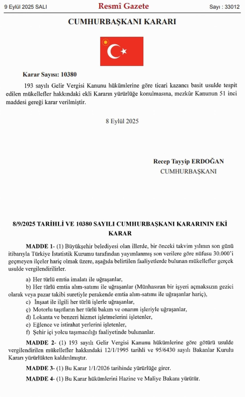 Resmi Gazete Vergi Karari