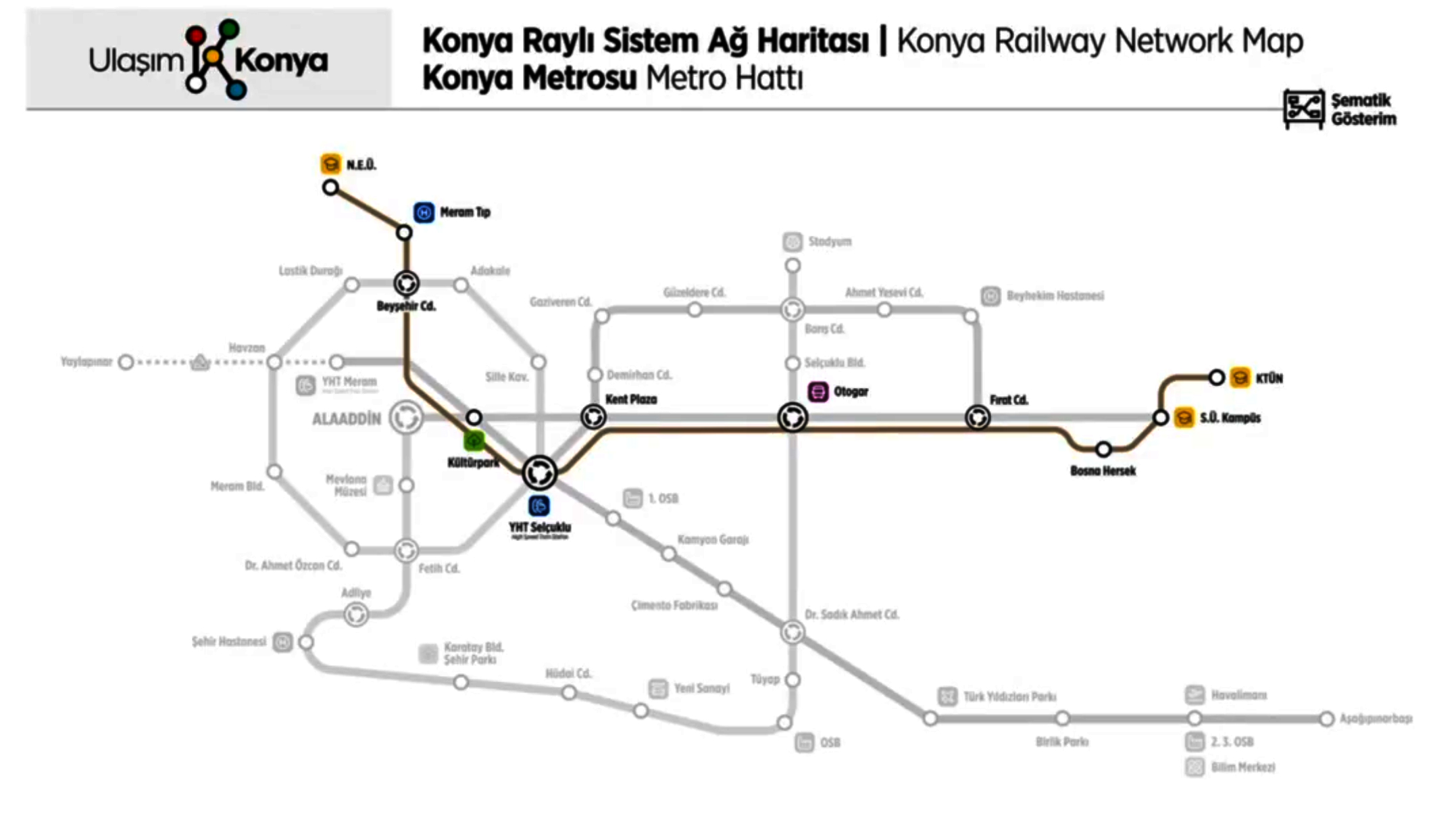 Konya Metrosu Guzergah 1