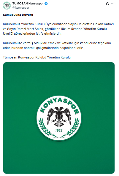 Konyaspor Istifa