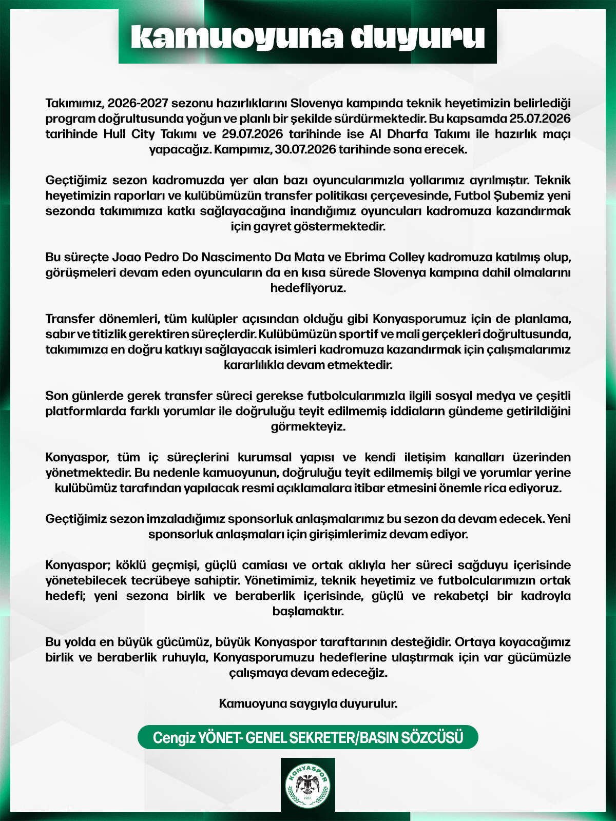 Konyaspor Aciklama