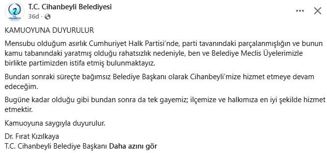 Cihanbeyli Istifası